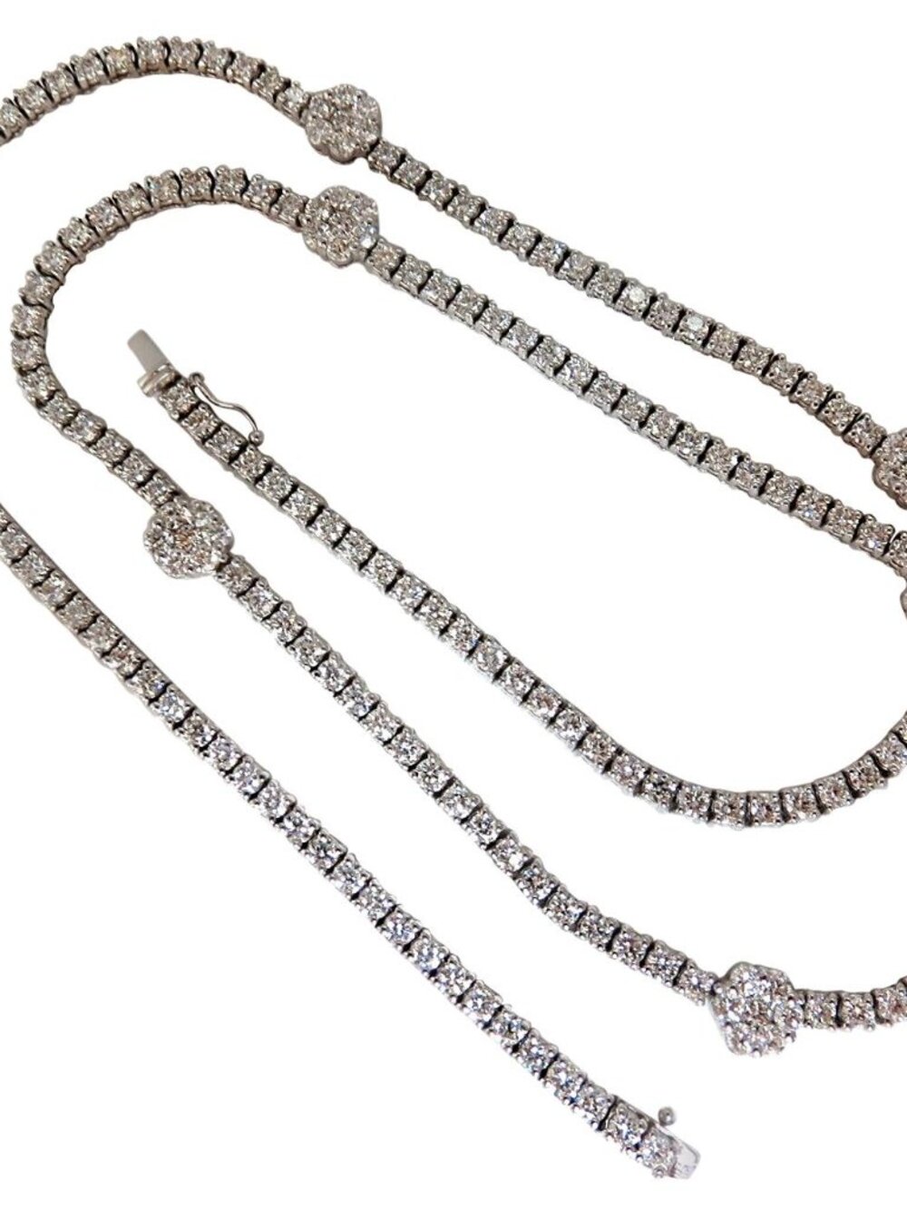 18.50ct Diamonds Cluster Necklace Station Yard Long 24 inch 14kt*